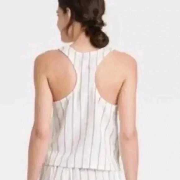 STARS ABOVE Striped Linen Blend Racerback Tank Top Size L - Picture 2 of 13